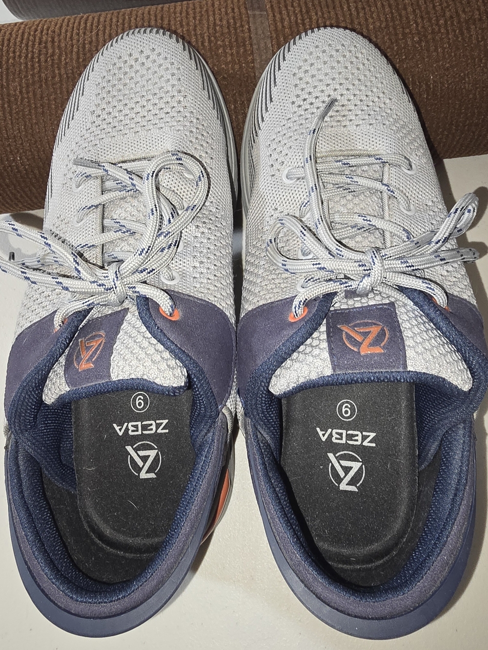 Zeba Men's Hands Free Slip-on  Gray  Athletic Shoes with Navy Accents
